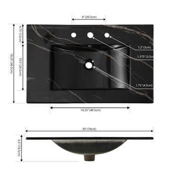 Ancillary 3-Hole 20 in. W x 18.25 in. D Classic Contemporary Rectangular Ceramic Single Sink Basin Vanity Top